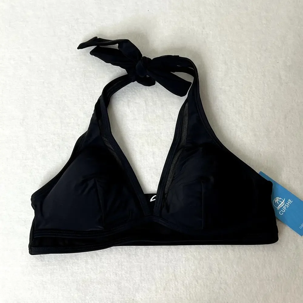 Cupshe Black Mesh Halter Bikini